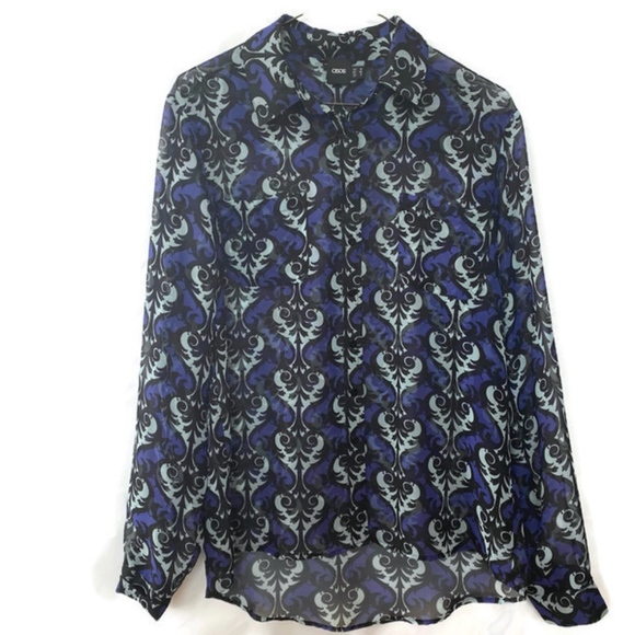 ASOS 8(US) Purple Sheer Button Front Long Sleeve - Picture 1 of 8